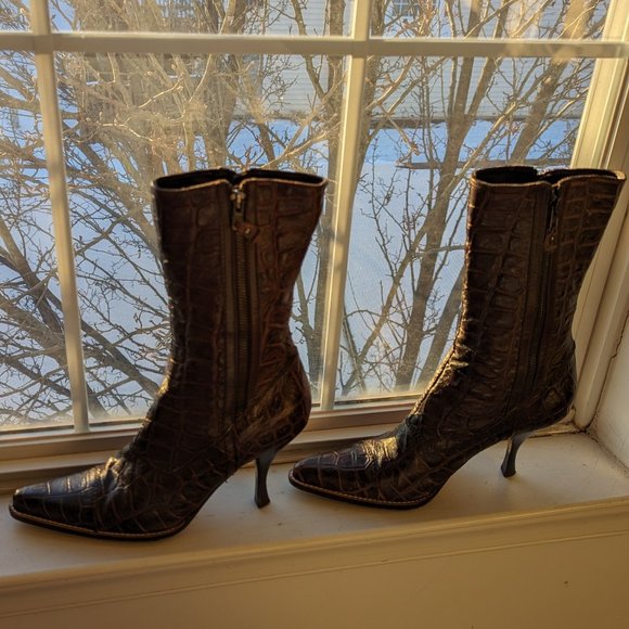 Miu Miu Embossed Crocodile  Boots  Size 39 - Picture 8 of 12